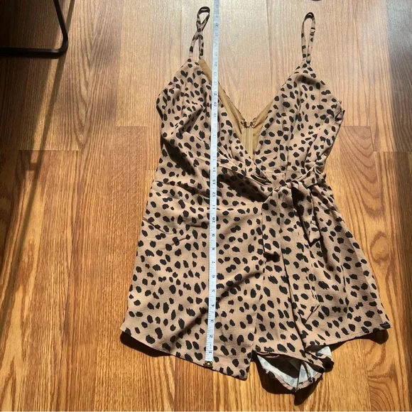 Cheetah Print Wrap-Front Romper - Picture 14 of 15